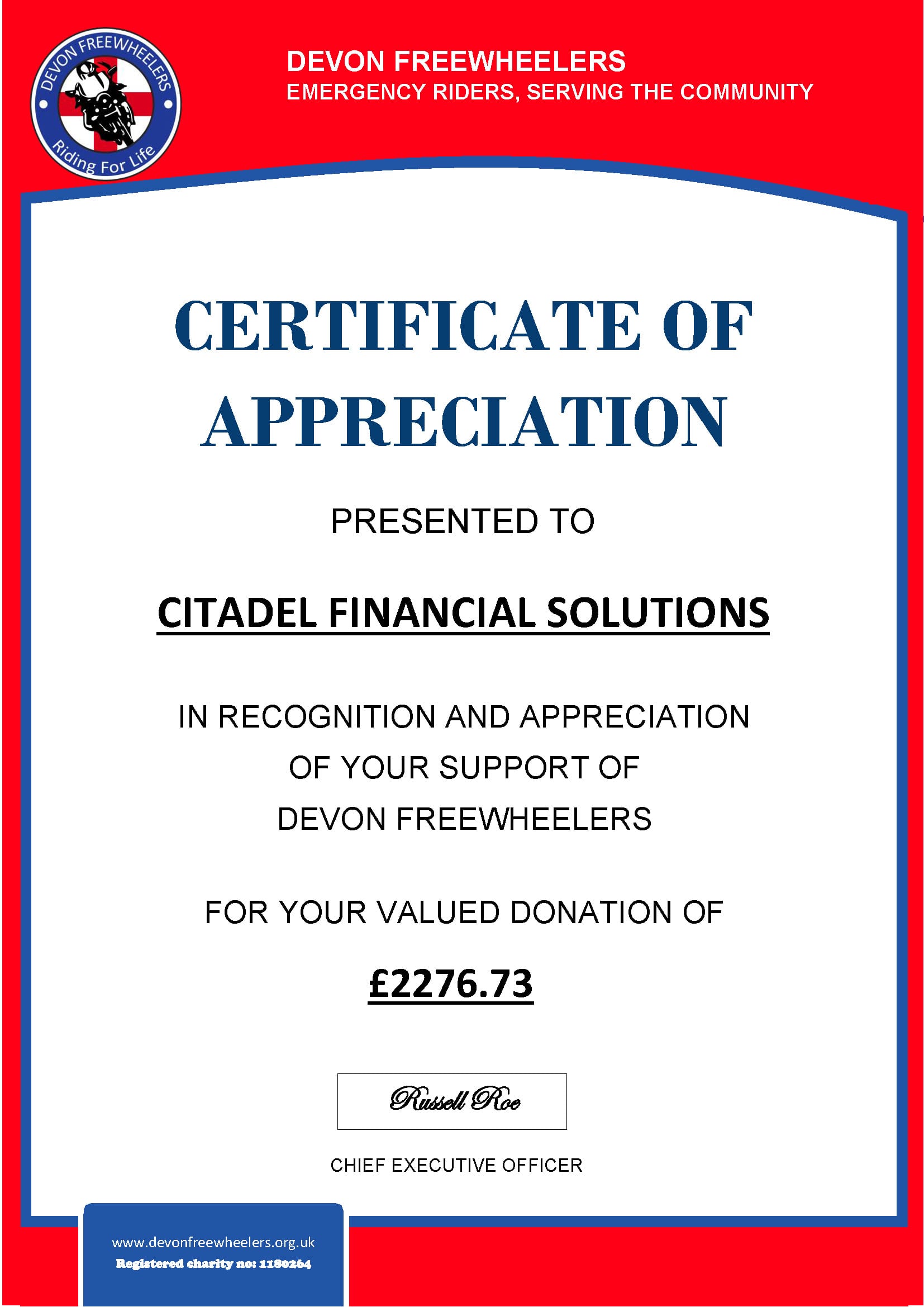 Thank You from The Devon Freewheelers